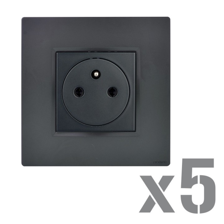 NOANE Lot 5 Prises 2P+T Affleurantes 16A Complètes Anthracite 