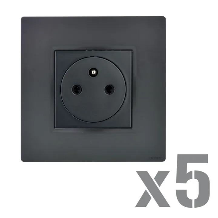 NOANE Lot 5 Prises 2P+T Affleurantes 16A Complètes Anthracite 