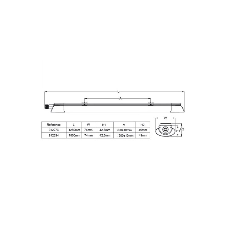 Réglette LED Etanche 155cm 55W 4000K IP65 CREALYS