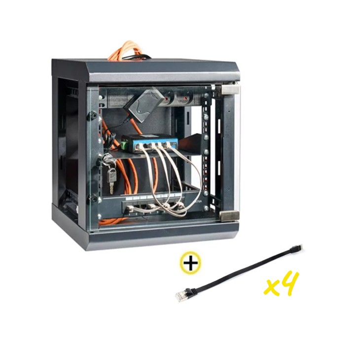 Baie de brassage + 4 cordons plat RJ45