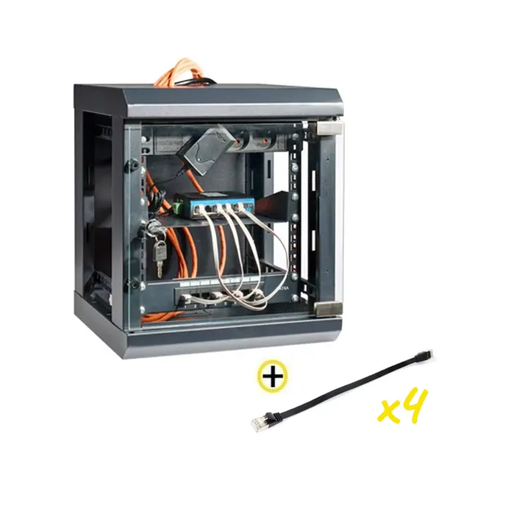 Baie de brassage + 4 cordons plat RJ45