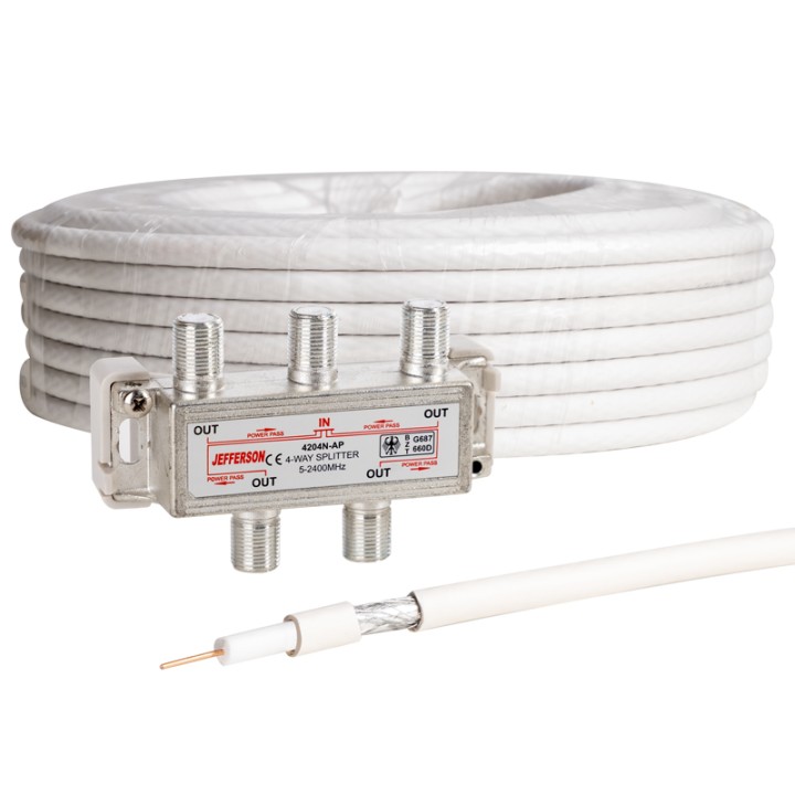 Câble Coxial Pour Antenne TV /SAT 20m 21VATC + Répartiteur TV