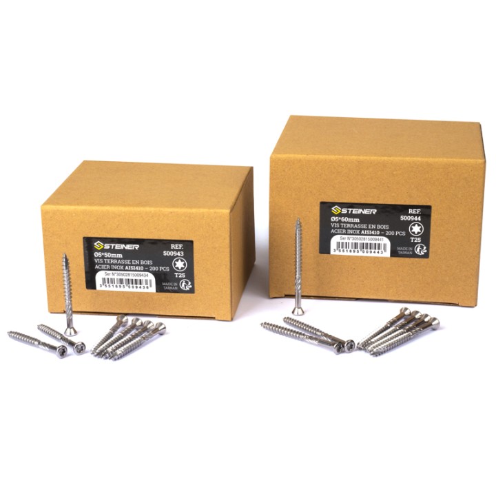 Boîte de 200 Vis Inox Terrasse 5x50mm