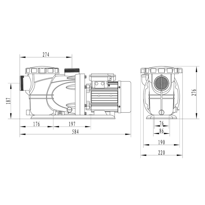 Pompe Filtration Piscine Hors Sol et Enterrée 1600W - 27m³/h Auto amorçante STEINER