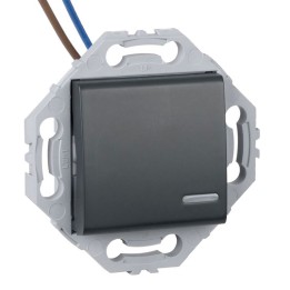 Interrupteur Poussoir à Voyant Lumineux + Support Anthracite NOANE
