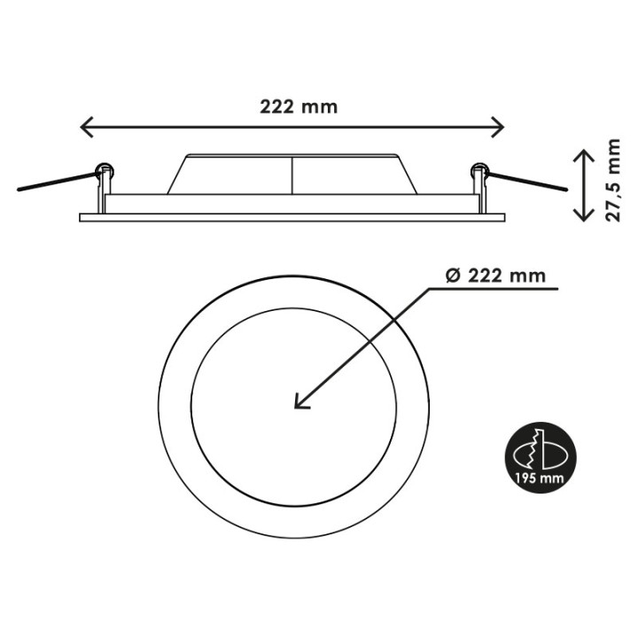 Spot à encastrer downlight rond LED 18W 3000K