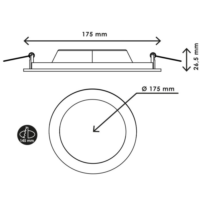Spot à encastrer downlight rond LED 12W 3000K