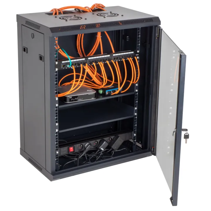Baie de brassage 19 pouces avec 24 connecteurs RJ45 + porte en verre avec serrure à clé - OHMTEC