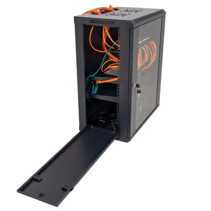 Baie de brassage 19 pouces avec 24 connecteurs RJ45 + porte en verre avec serrure à clé - OHMTEC