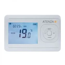 Thermostat filaire programmable blanc pour chaudière - contact sec ATENZA