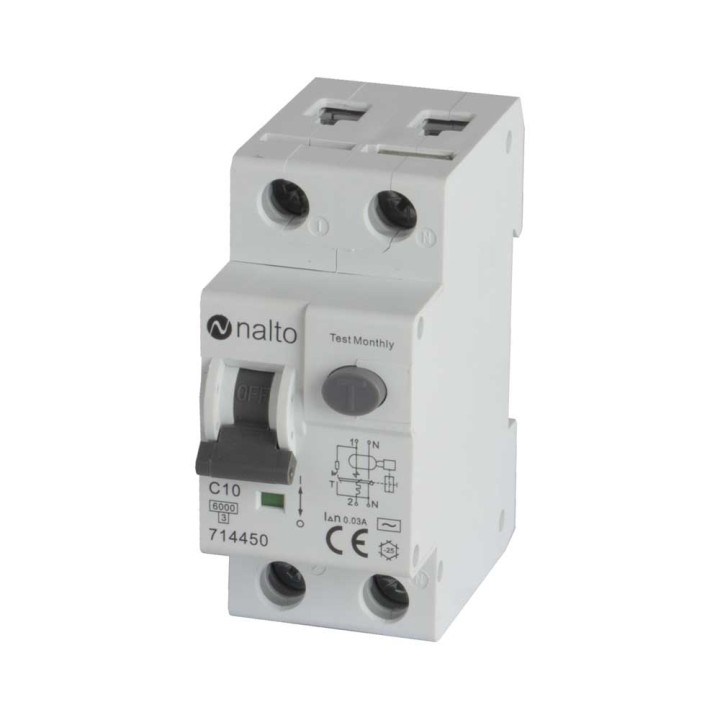 Disjoncteur Différentiel 10A - 30mA 1P+N Courbe C NALTO