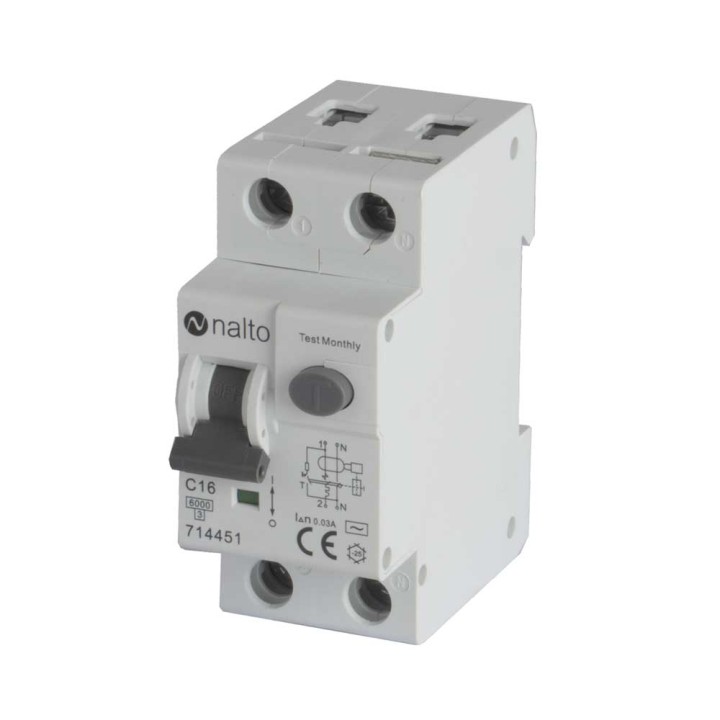 Disjoncteur Différentiel 16A - 30mA 1P+N Courbe C NALTO