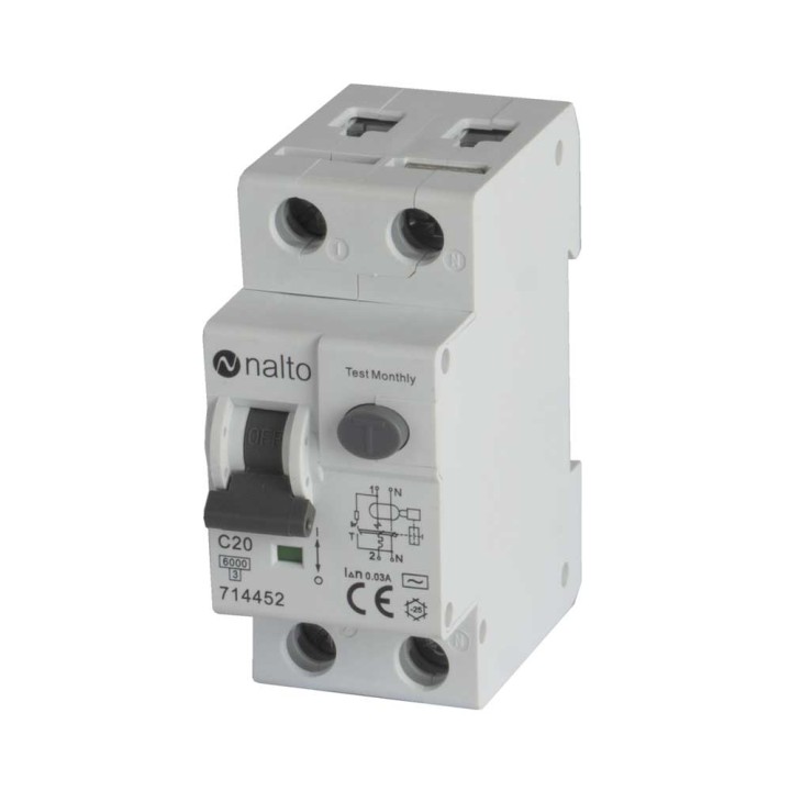 Disjoncteur Différentiel 20A - 30mA 1P+N Courbe C NALTO