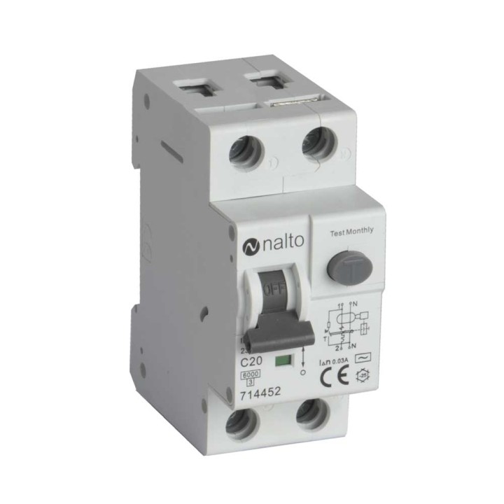 Disjoncteur Différentiel 20A - 30mA 1P+N Courbe C NALTO