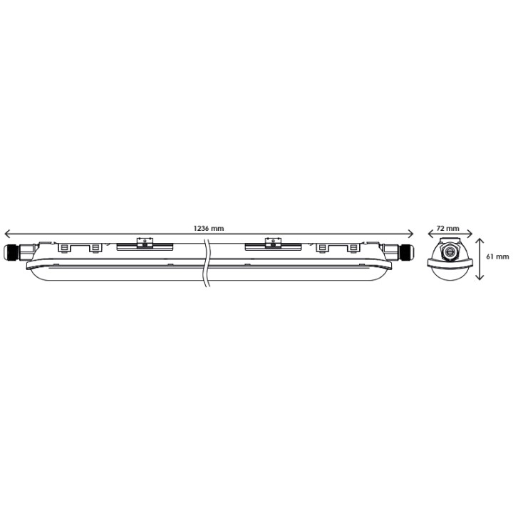 Réglette LED Etanche Câblage Traversant 120cm 40W 4000K IP65 WOLTZ