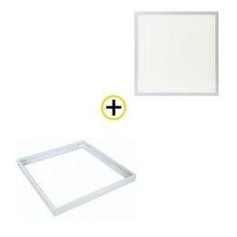 Pack dalle LED 36W backlit recouvrable 600x600mm + cadre pose saillie WOLTZ