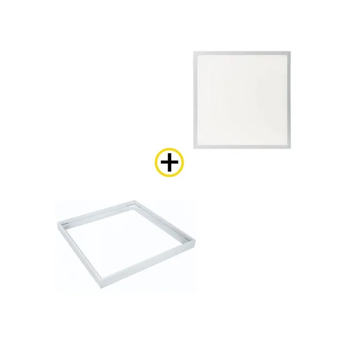 Pack dalle LED 36W backlit recouvrable 600x600mm + cadre pose saillie WOLTZ