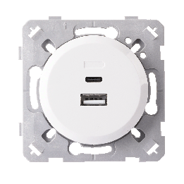 Prise Chargeur Mixte Usb / Usb-C Blanc EPURE