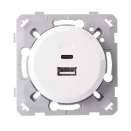 Prise Chargeur Mixte Usb / Usb-C Blanc EPURE