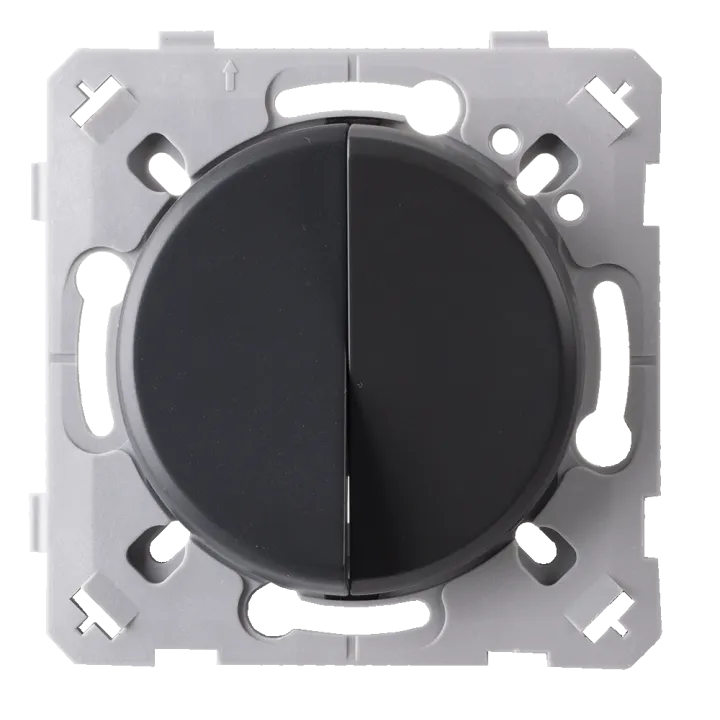 Interrupteur Va et vient + Poussoir Gauche Anthracite EPURE