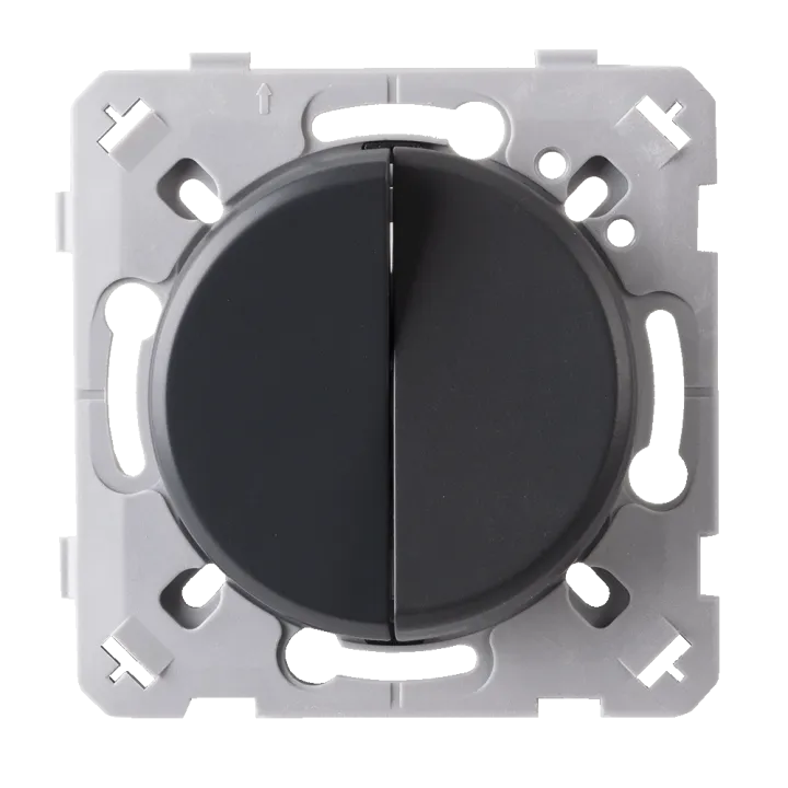 Interrupteur Va et vient + Poussoir Droite Anthracite EPURE