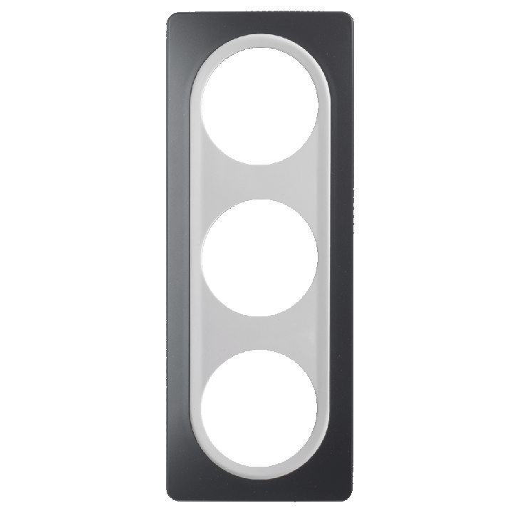 Plaque Triple Gris Anthracite Insert Blanc EPURE