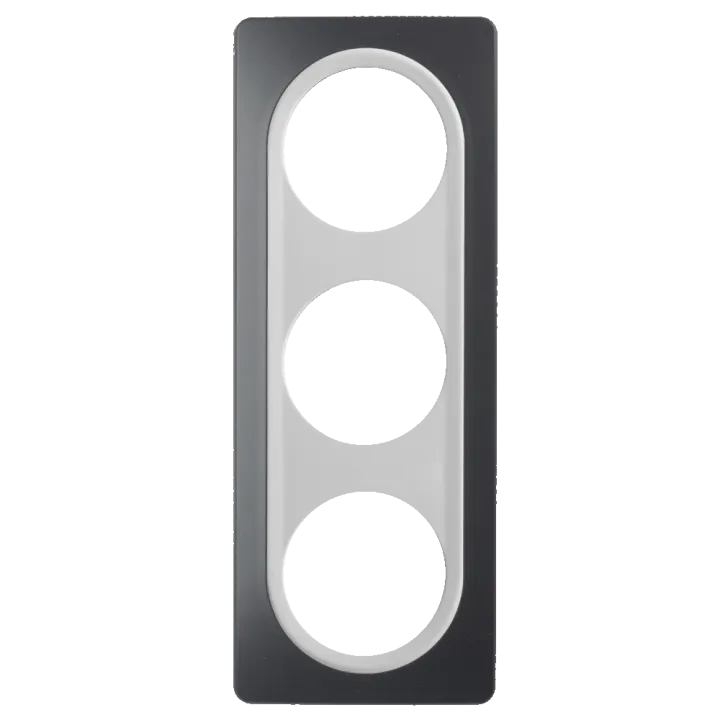 Plaque Triple Gris Anthracite Insert Blanc EPURE