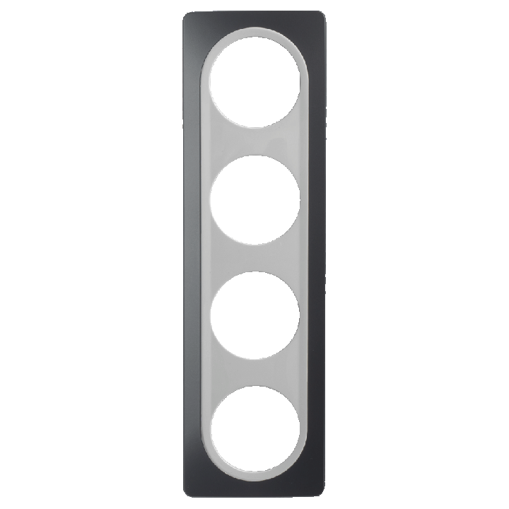 Plaque Quadruple Gris Anthracite Insert Blanc EPURE