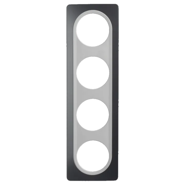 Plaque Quadruple Gris Anthracite Insert Blanc EPURE