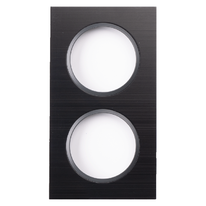 Plaque Double Noir Brossé Cercle Anthracite EPURE