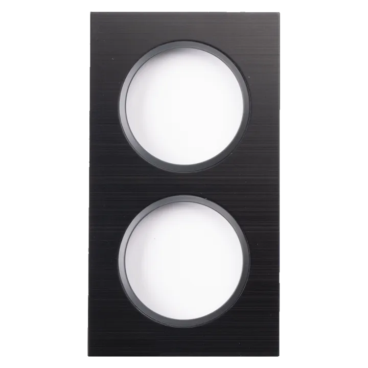 Plaque Double Noir Brossé Cercle Anthracite EPURE