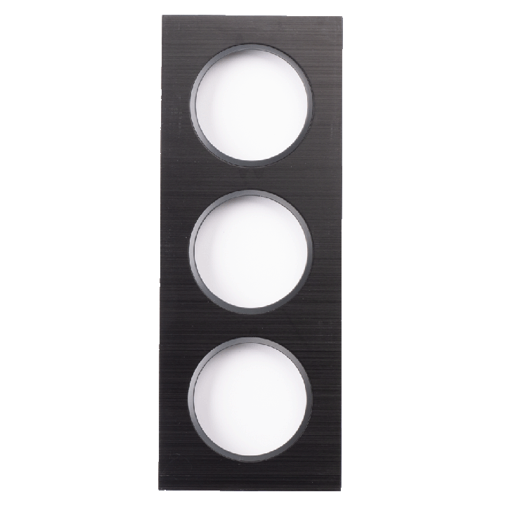 Plaque Triple Noir Brossé Cercle Anthracite EPURE
