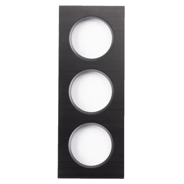 Plaque Triple Noir Brossé Cercle Anthracite EPURE