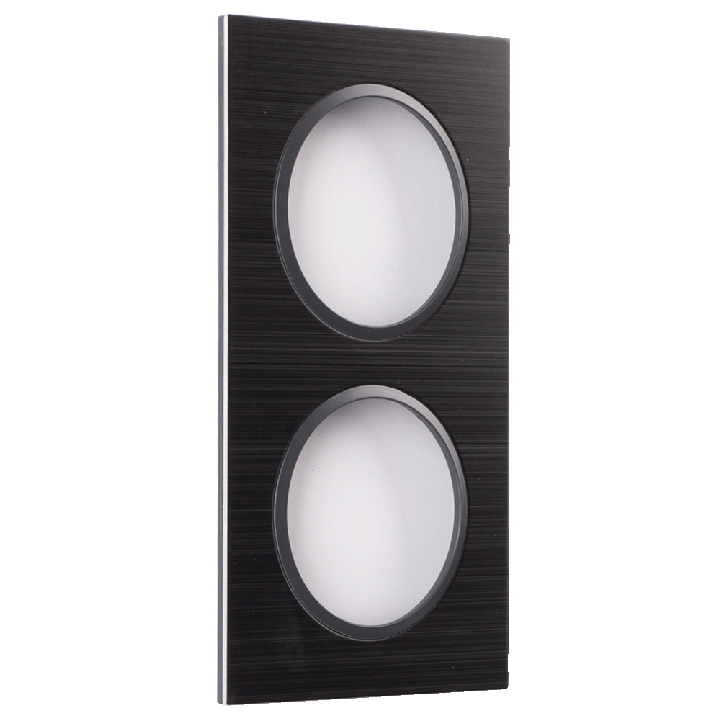 Plaque Double Noir Brossé Cercle Anthracite EPURE