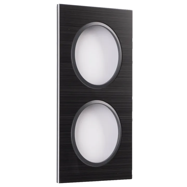 Plaque Double Noir Brossé Cercle Anthracite EPURE