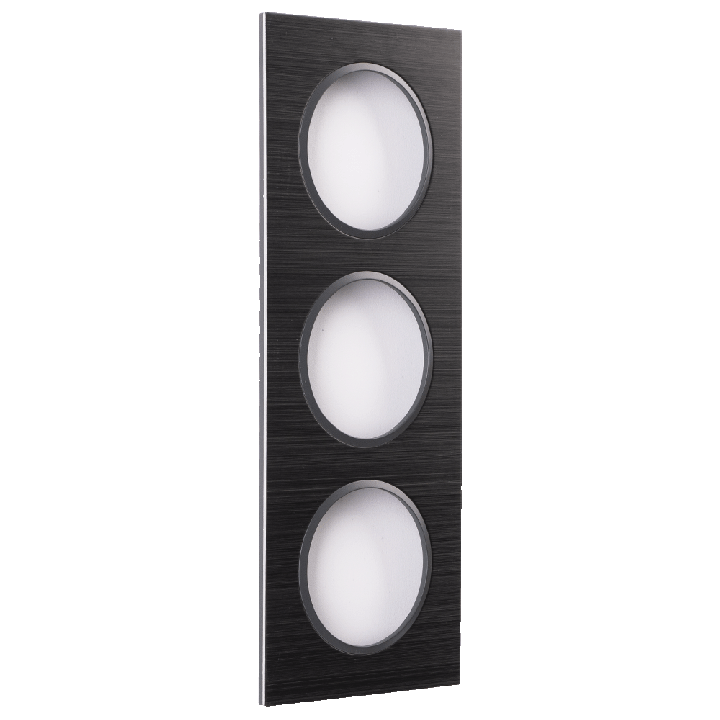 Plaque Triple Noir Brossé Cercle Anthracite EPURE