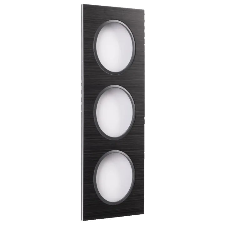 Plaque Triple Noir Brossé Cercle Anthracite EPURE