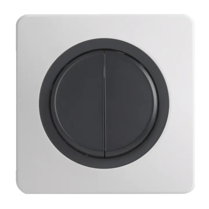 OHMTEC Epure Double Interrupteur Va et vient Anthracite 