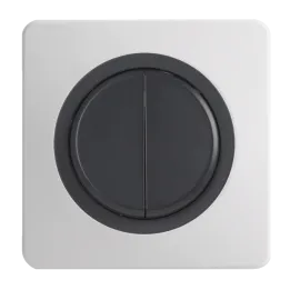 OHMTEC Epure Double Interrupteur Va et vient Anthracite 