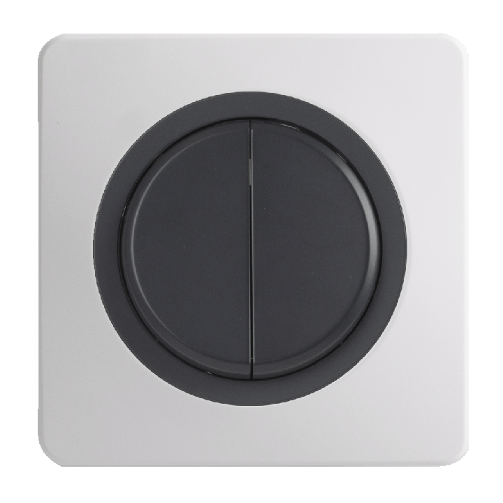OHMTEC Epure Double Interrupteur Va et vient Anthracite 