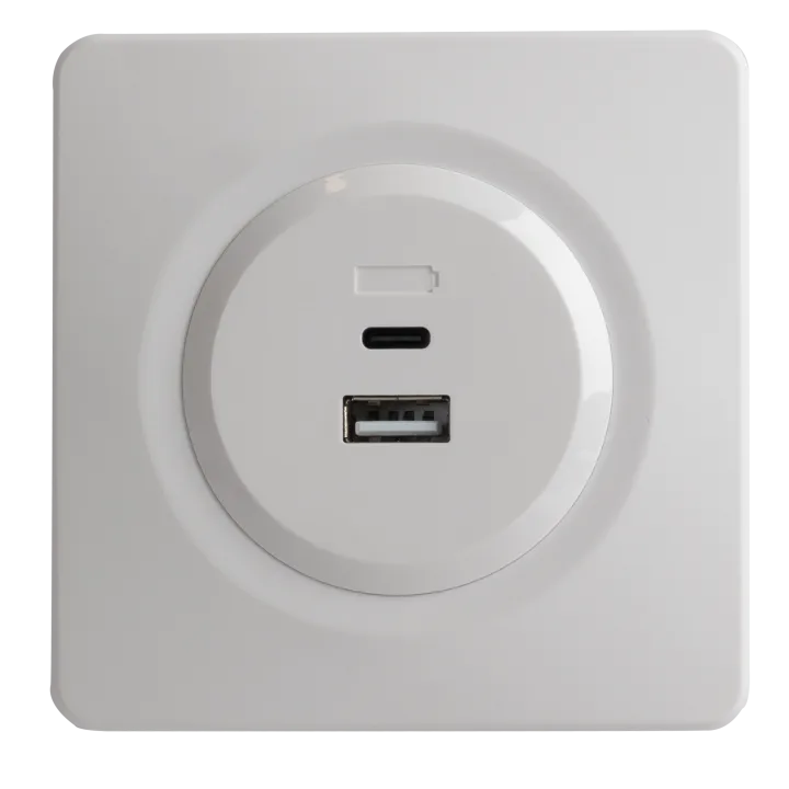 OHMTEC Epure Prise Chargeur Mixte Usb / Usb-C Blanc 