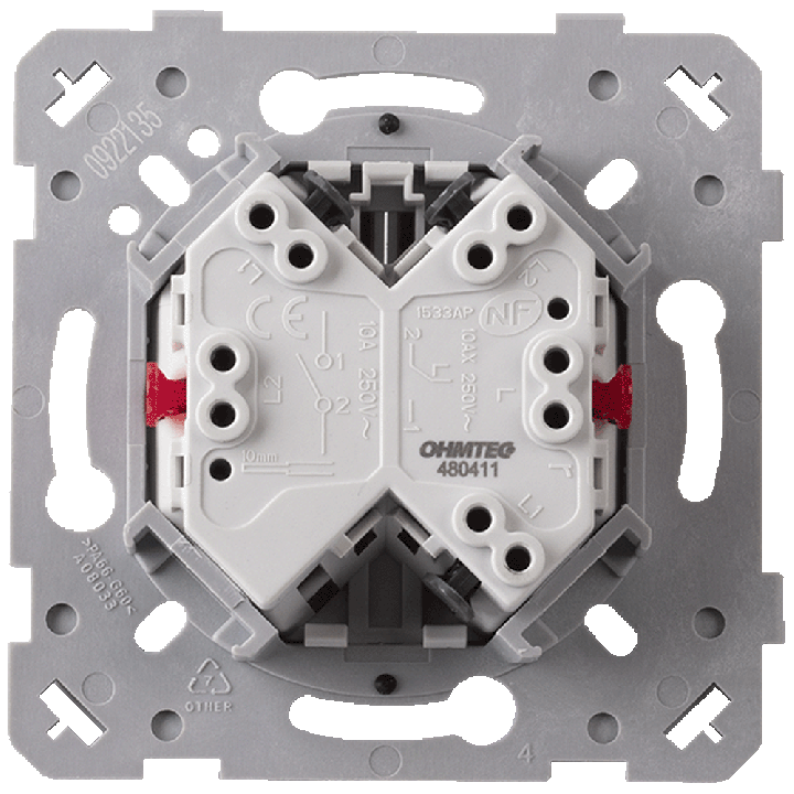 OHMTEC Epure Double interrupteur va et vient complet anthracite