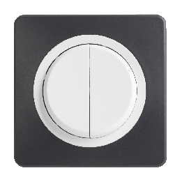 OHMTEC Epure Interrupteur va et vient + poussoir droite anthracite/blanc complet