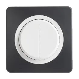 OHMTEC Epure Interrupteur va et vient + poussoir droite anthracite/blanc complet