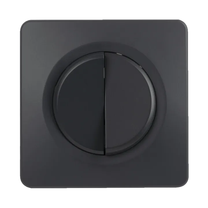 OHMTEC Epure Interrupteur va et vient + poussoir droite anthracite complet
