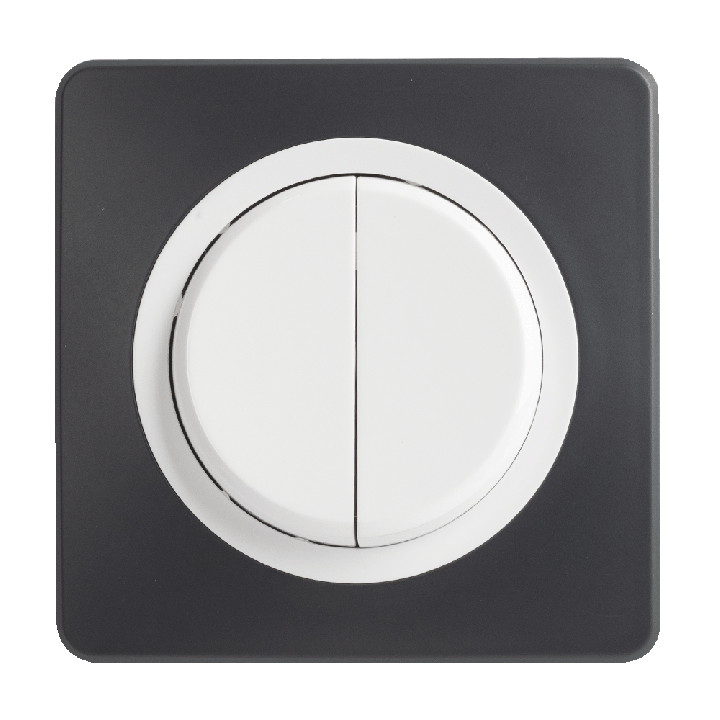 OHMTEC Epure Interrupteur Va et vient + Poussoir Droite Blanc 