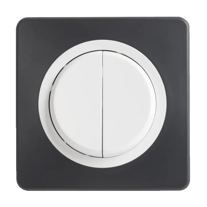OHMTEC Epure Interrupteur Va et vient + Poussoir Droite Blanc 
