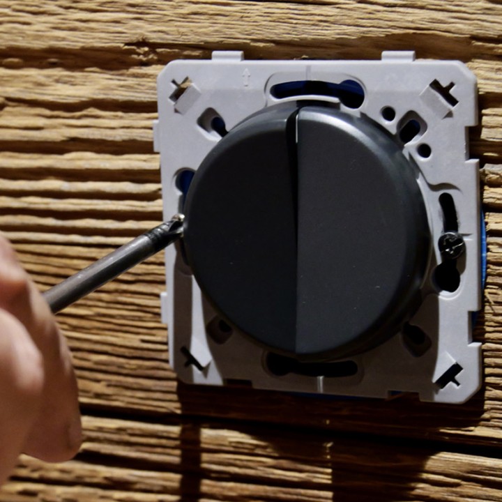 OHMTEC Epure Double interrupteur va et vient complet anthracite