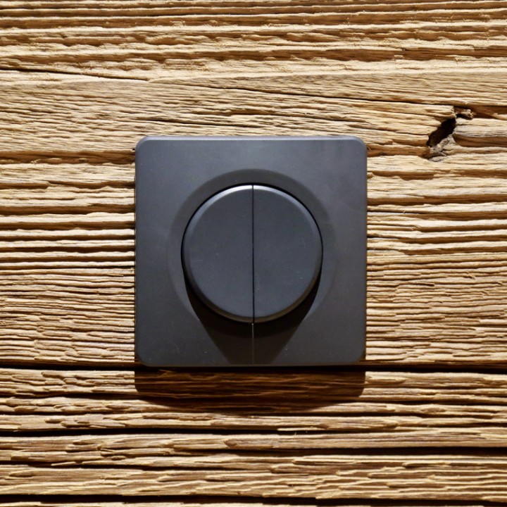 OHMTEC Epure Interrupteur va et vient + Poussoir droite anthracite 