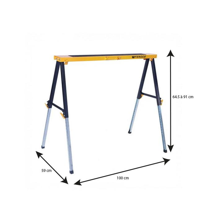 Tréteau télescopique pliable 150 Kg avec hauteur réglable FEROCE